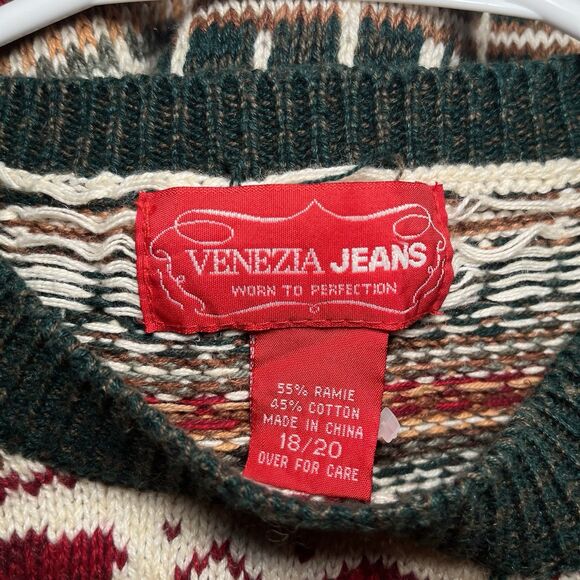 Venezia Vitale Oversized Crewneck Sweater Vintage Fall Winter Women 18/20 - Picture 5 of 6